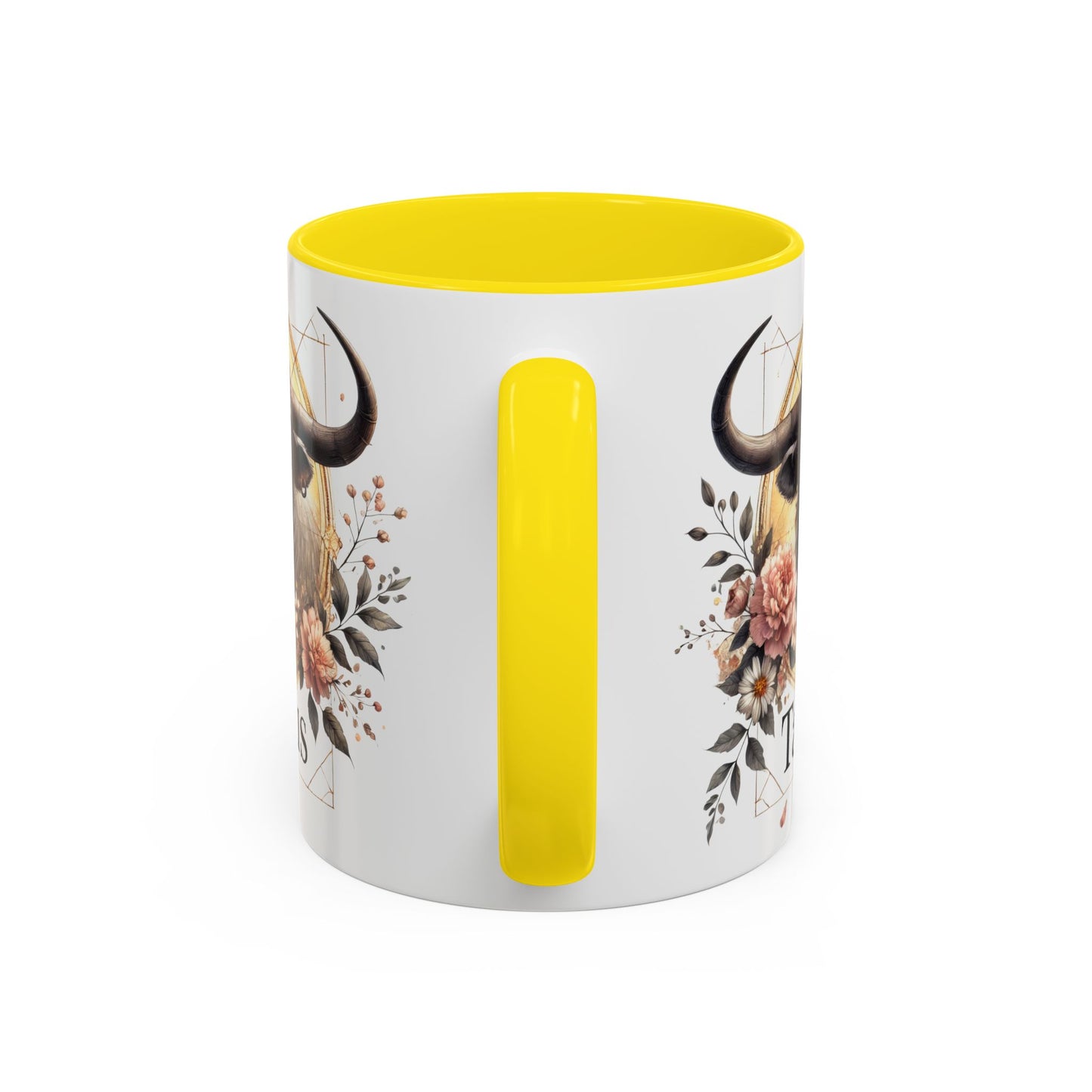 Taurus Floral Accent Coffee Mug | Astrology Gift for Taurus Fans | Office, Birthday, Zodiac Decor, Personalized Mug, Home & Kitchen
