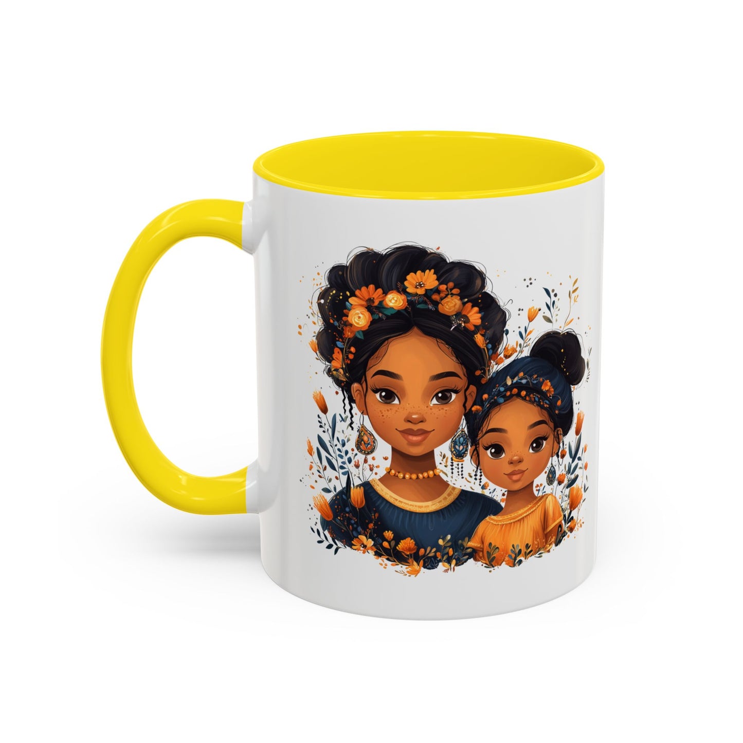Cute Floral Accent Mug for Coffee Lovers, Gift for Moms, Family Bonding, Fall Decor, Unique Tea Mug