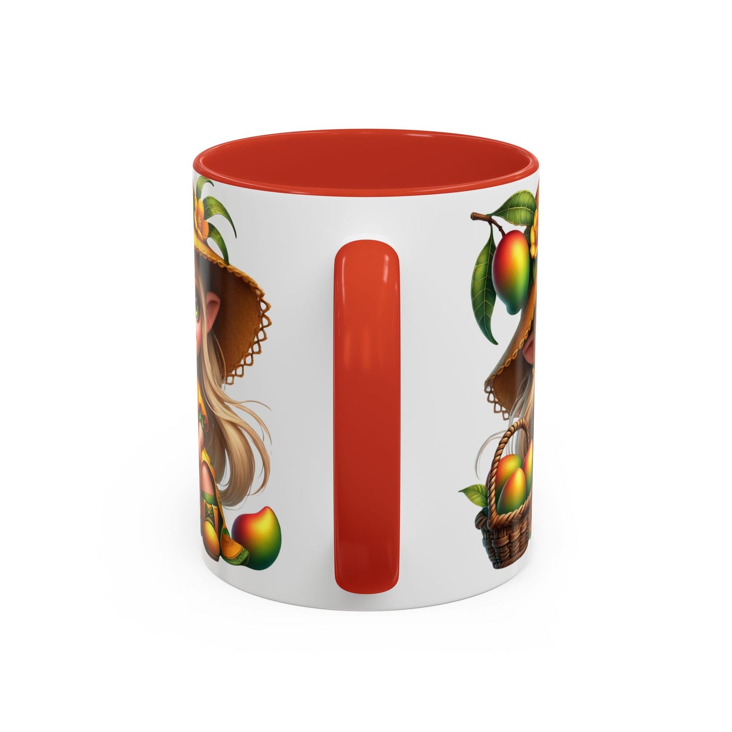 Whimsical Mango Fairy Coffee Mug - Cute Illustrative Design for Fruit Lovers