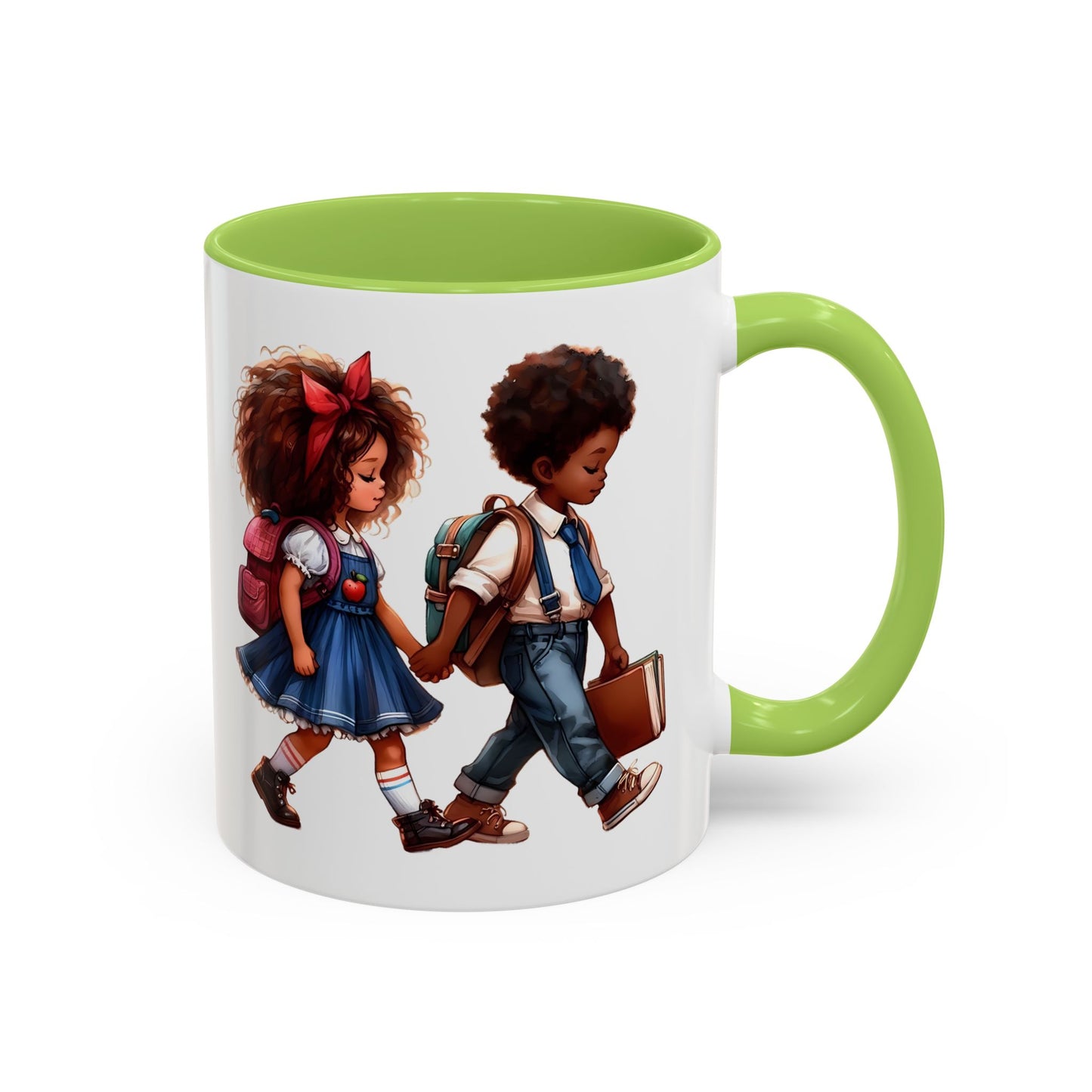 Cute Kids Walking Accent Coffee Mug | Back to School, Teacher Gift, Children's Art, Personalized Tea Cup, Unique Gift Idea