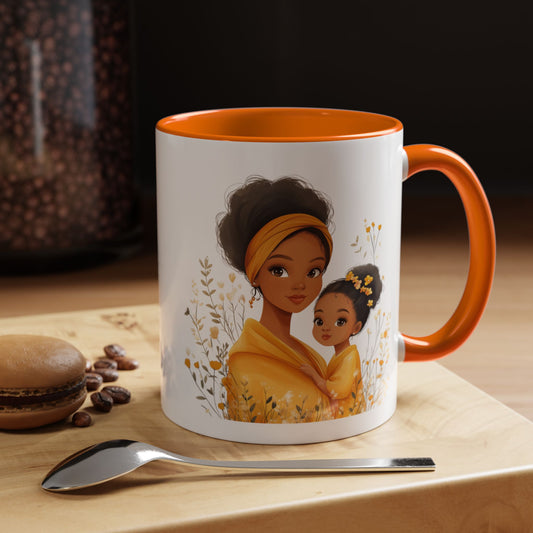 Cozy Mother & Child Coffee Mug, Floral Coffee Cup, Gift for Mom, Tea Lover’s Mug, Cute Mom Mug
