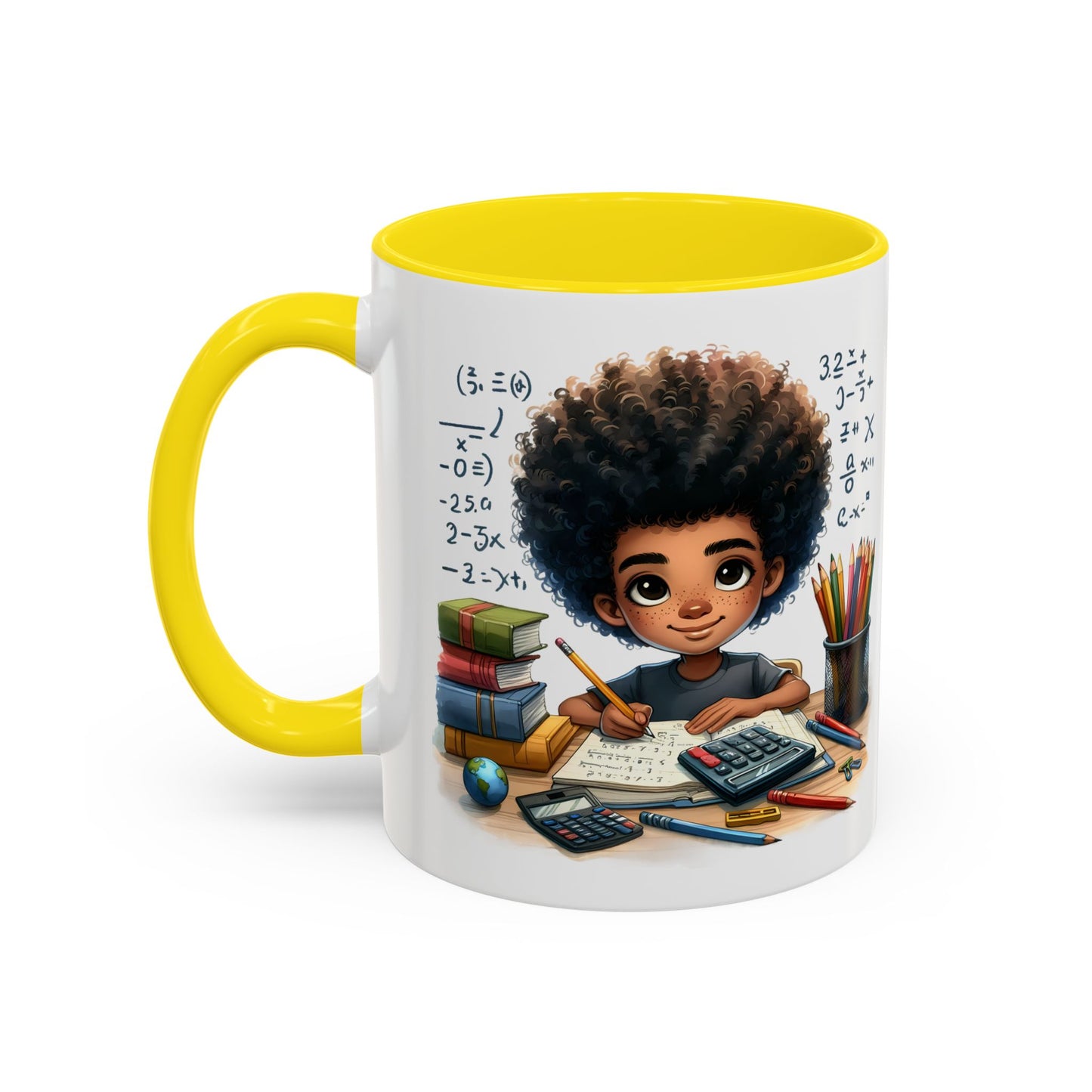 Cute Academic Accent Coffee Mug - Fun Mug for Students, Personalized Teacher Gift, Unique Gift for Scholars, Black Mug with Artwork