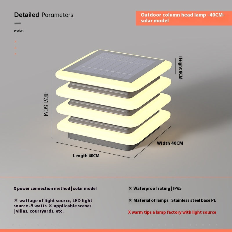 Solar Pillar Lamp Outdoor Waterproof Wall Lamp