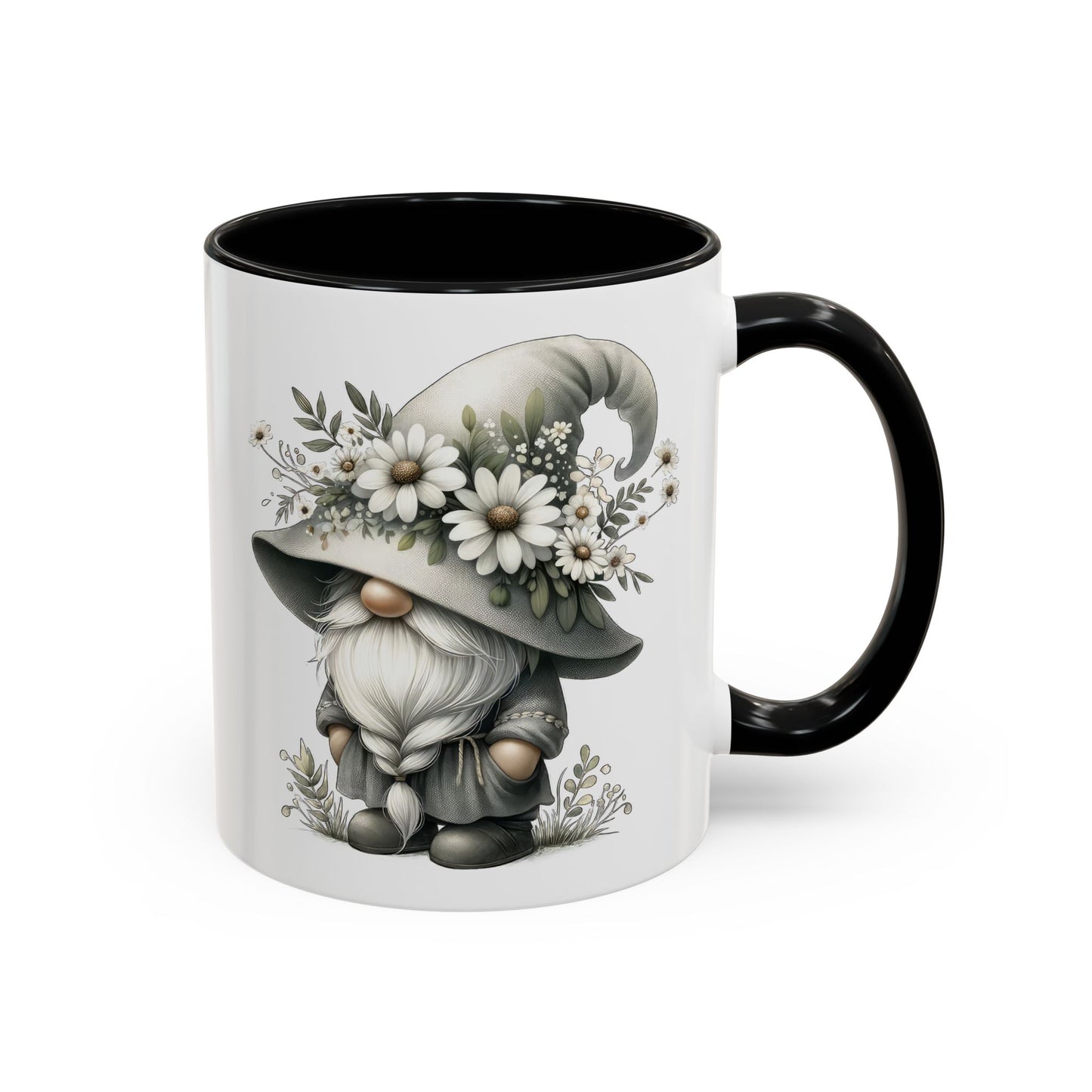 Whimsical Gnome Coffee Mug, Cute Floral Mug, Gift for Garden Lovers, Accent Mug for Coffee, Tea, and Hot Cocoa
