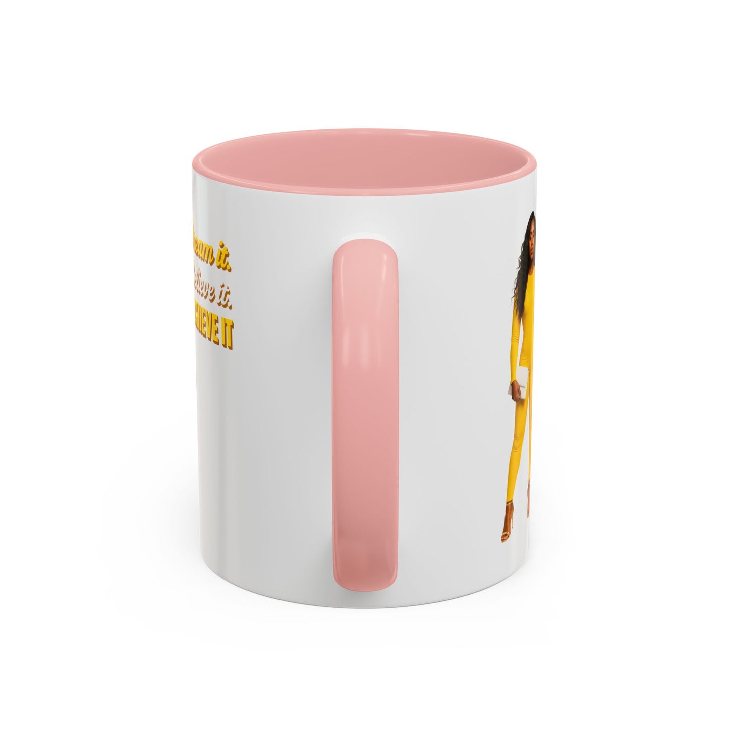 Inspiring Accent Coffee Mug - Dream It, Believe It, Achieve It, Motivational Gift, Coffee Lovers, Home Office Decor