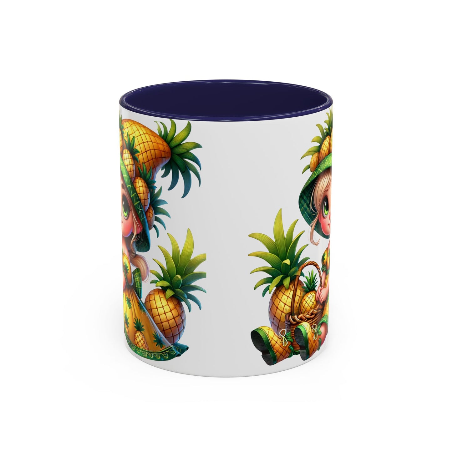 Pineapple Paradise Accent Coffee Mug - Cute Tropical Design, 11oz & 15oz