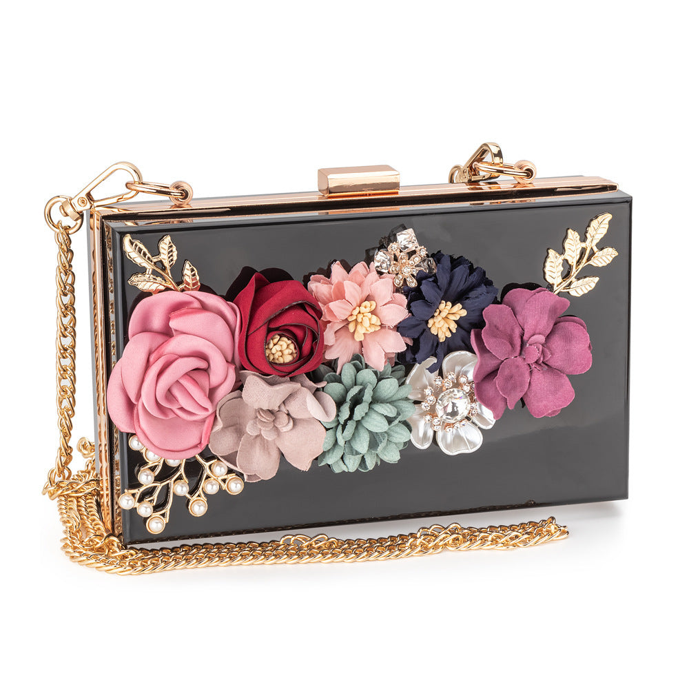 Transparent small square bag three-dimensional flower bag