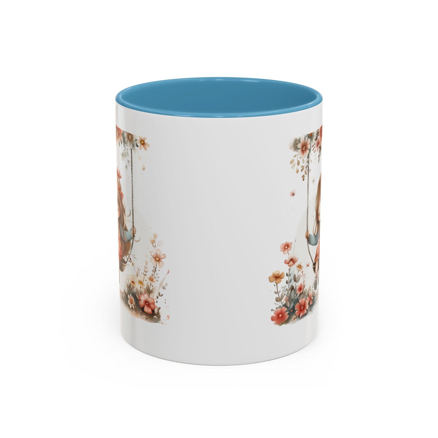 Cute Floral Swing Coffee Mug, Adorable Gift for Her, Tea Lover Mug, Cozy Home Decor, Birthday Gift, Floral Art Drinkware