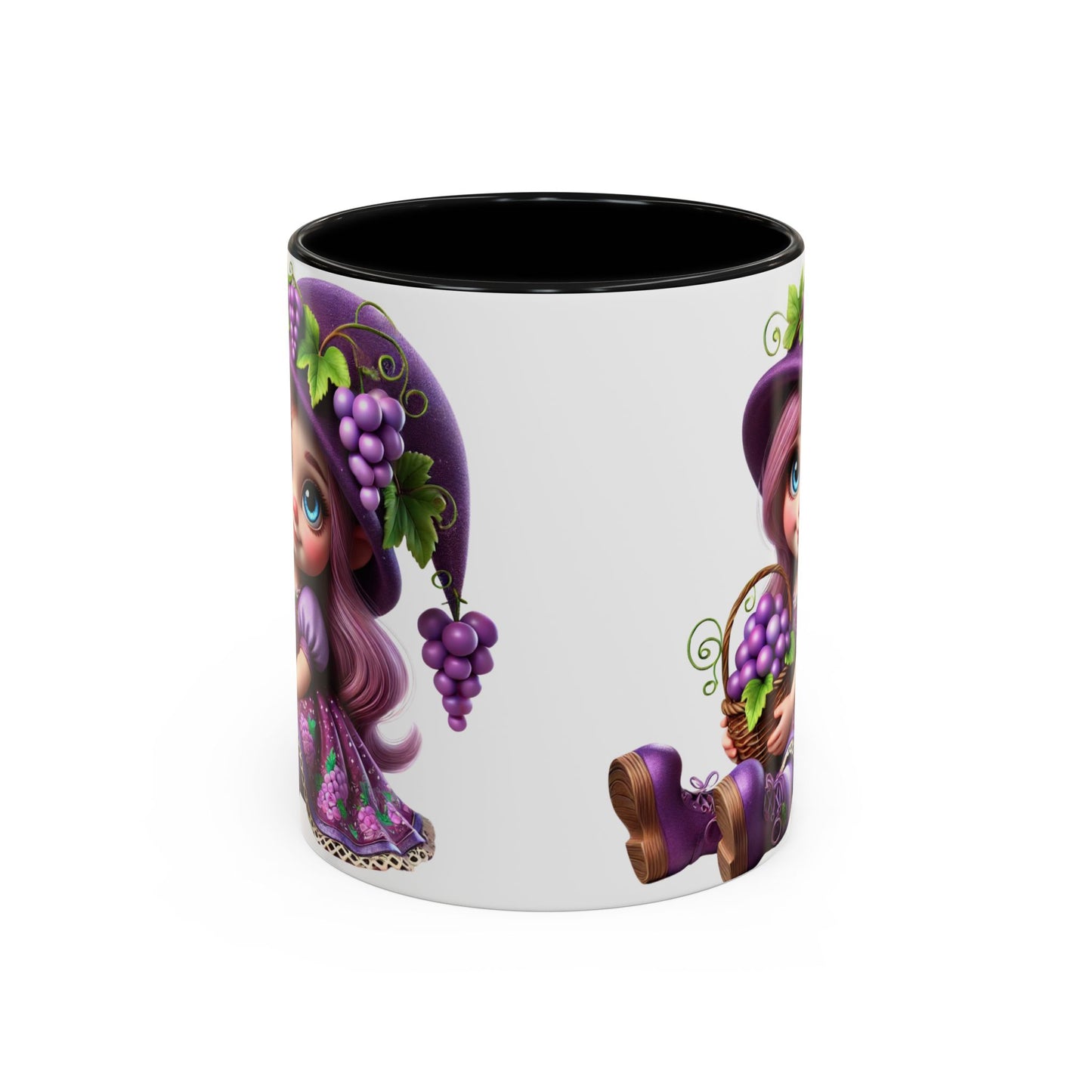 Whimsical Grape Girl Coffee Mug - Fun 11oz & 15oz Accent Mugs for Kids and Wine Lovers