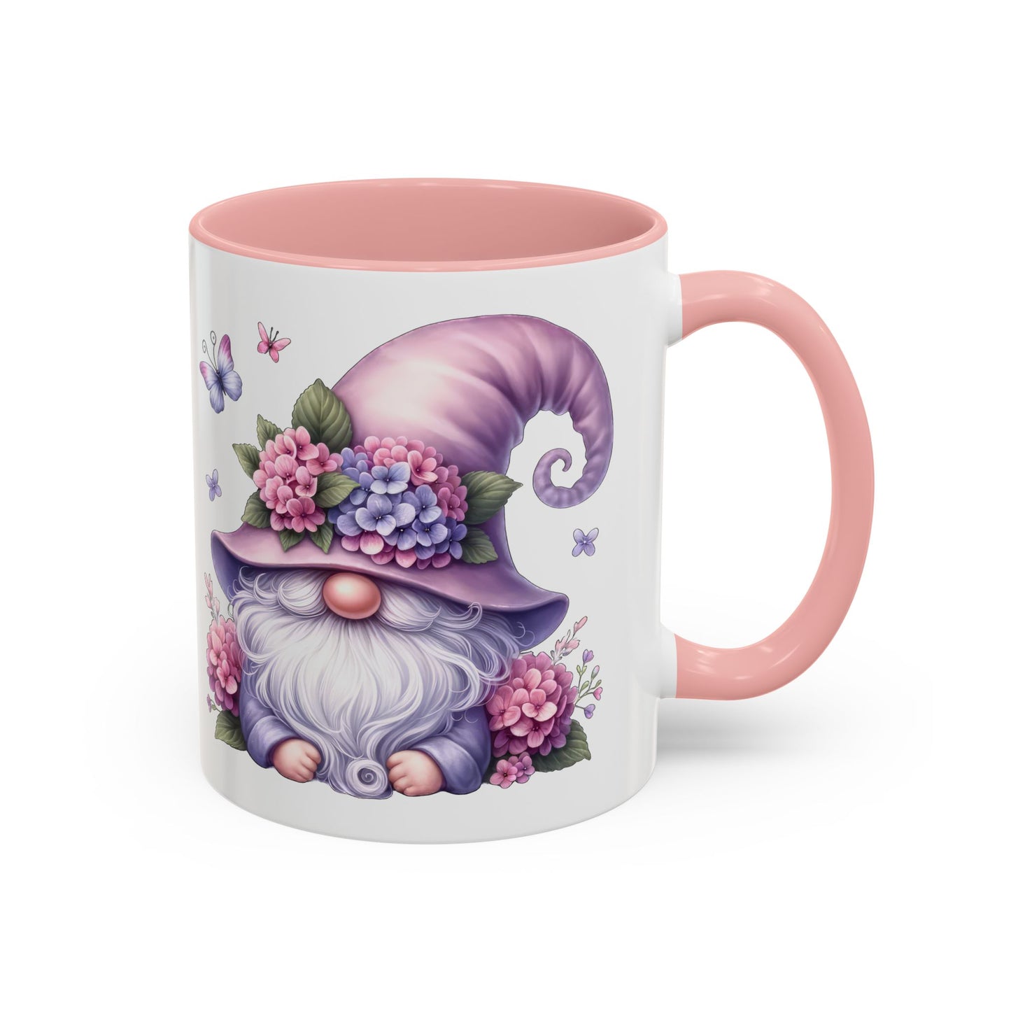 Gnome Floral Accent Coffee Mug, Cute Gnome Mug, Gift for Garden Lovers, Mother's Day Coffee Cup, Spring Decor, Personalized Mug