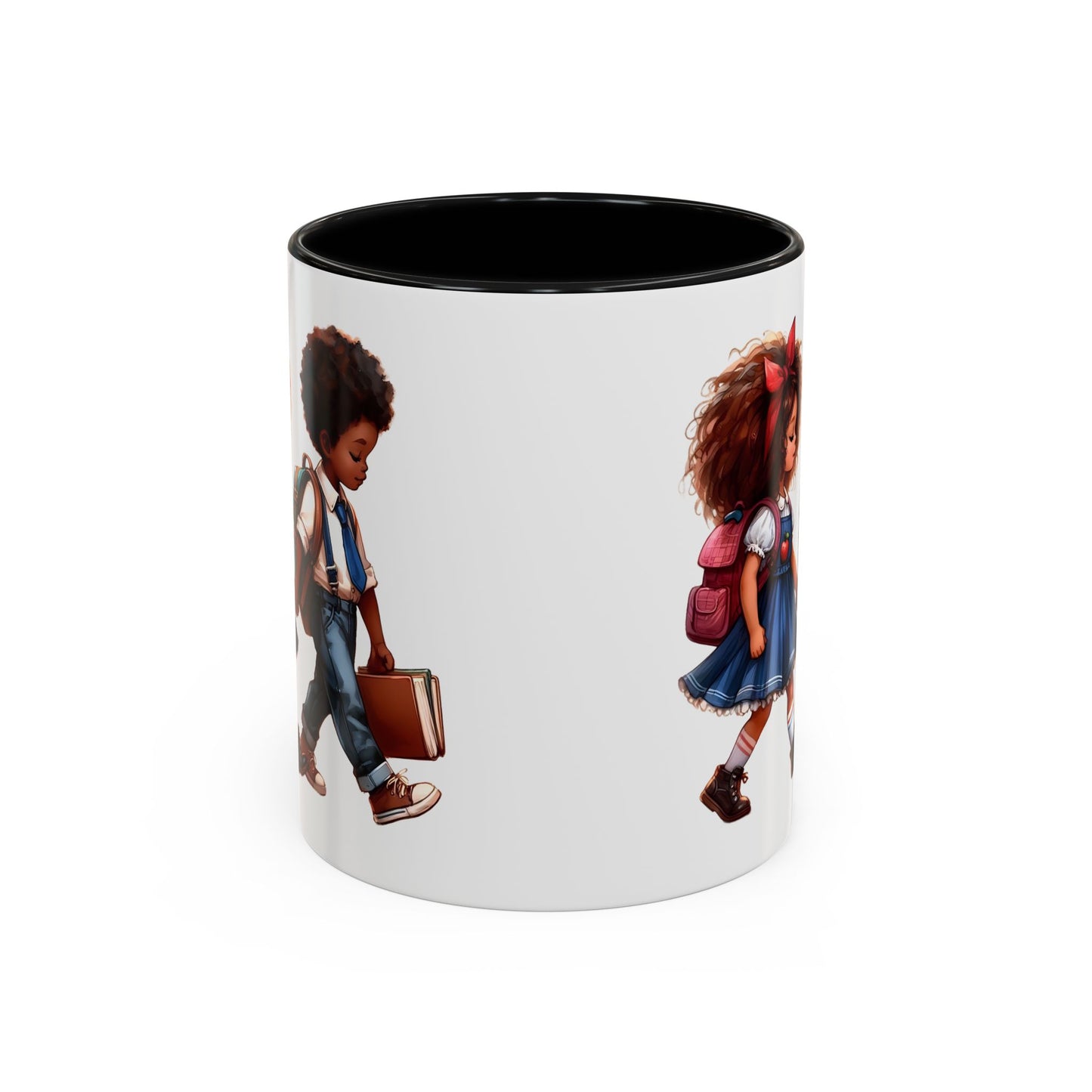 Cute Kids Walking Accent Coffee Mug | Back to School, Teacher Gift, Children's Art, Personalized Tea Cup, Unique Gift Idea