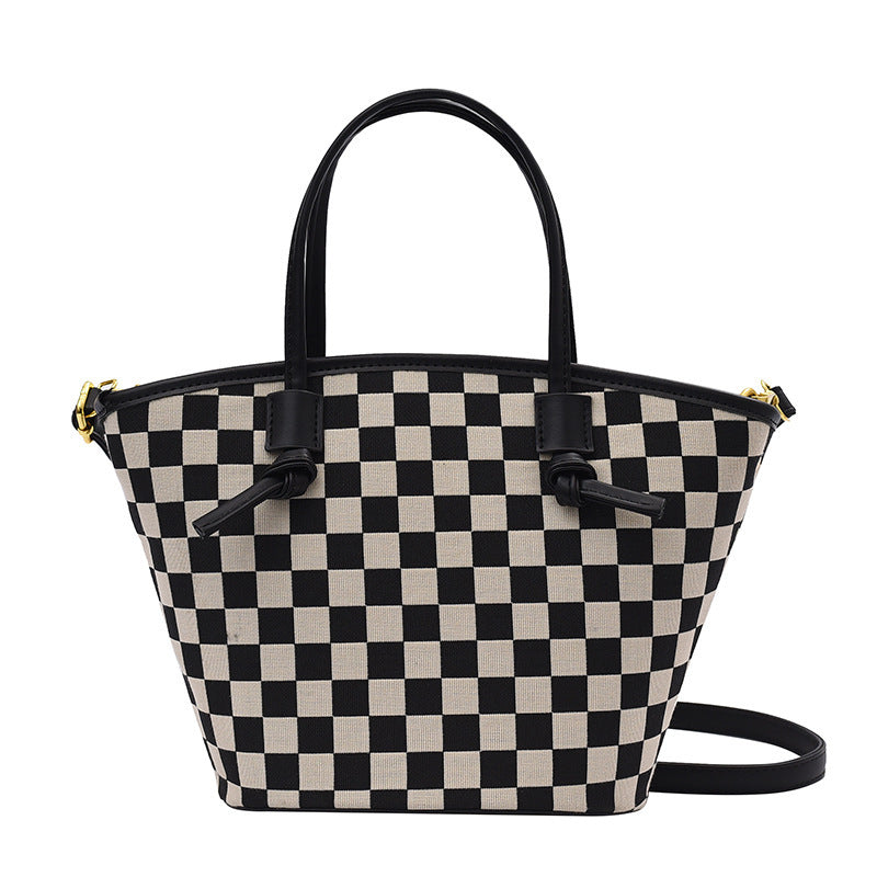Winter Checkerboard Bucket Bag Fashion Check Handbag