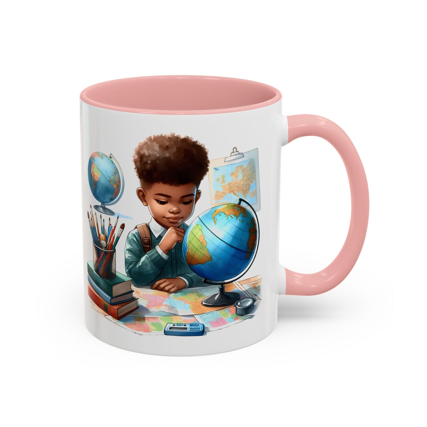 World Explorer Accent Coffee Mug - Perfect for Students, Travel Lovers, Teachers, Back to School, Gift for Kids