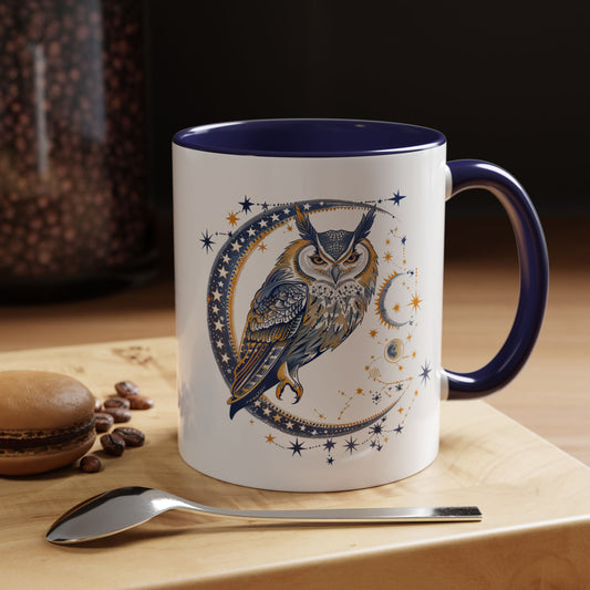 Celestial Owl Coffee Mug | Starry Night Mug, Astrology Gift, Owl Lover Cup, Unique Drinking Vessel, Enchanted Home Decor