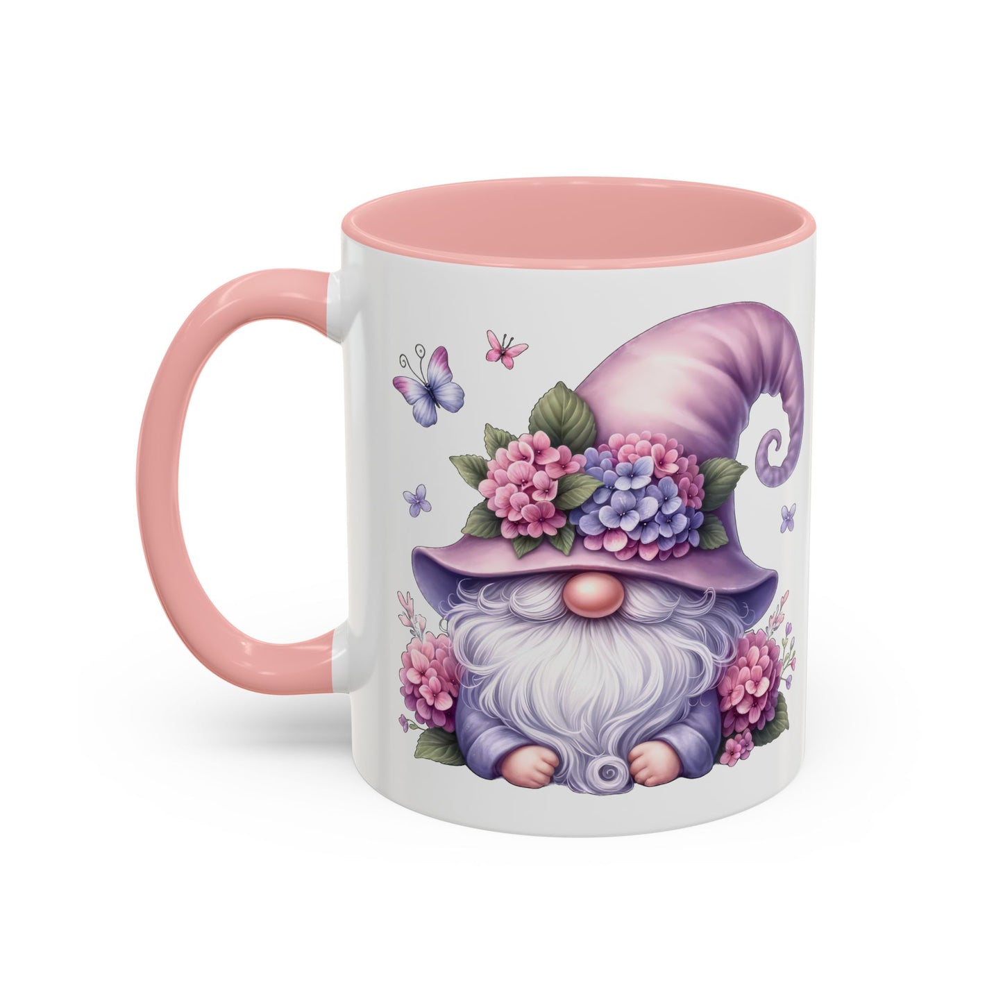 Gnome Floral Accent Coffee Mug, Cute Gnome Mug, Gift for Garden Lovers, Mother's Day Coffee Cup, Spring Decor, Personalized Mug