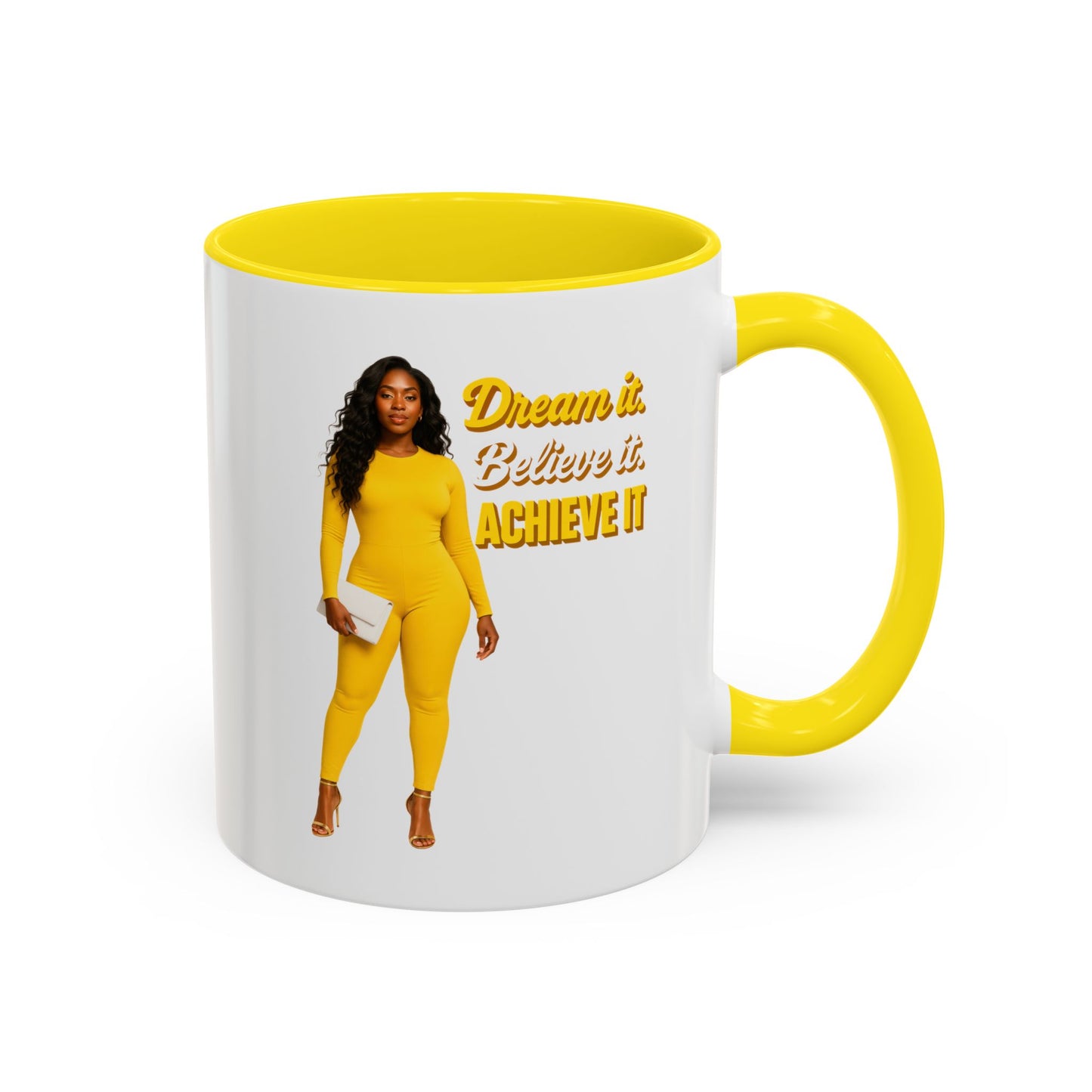 Inspiring Accent Coffee Mug - Dream It, Believe It, Achieve It, Motivational Gift, Coffee Lovers, Home Office Decor