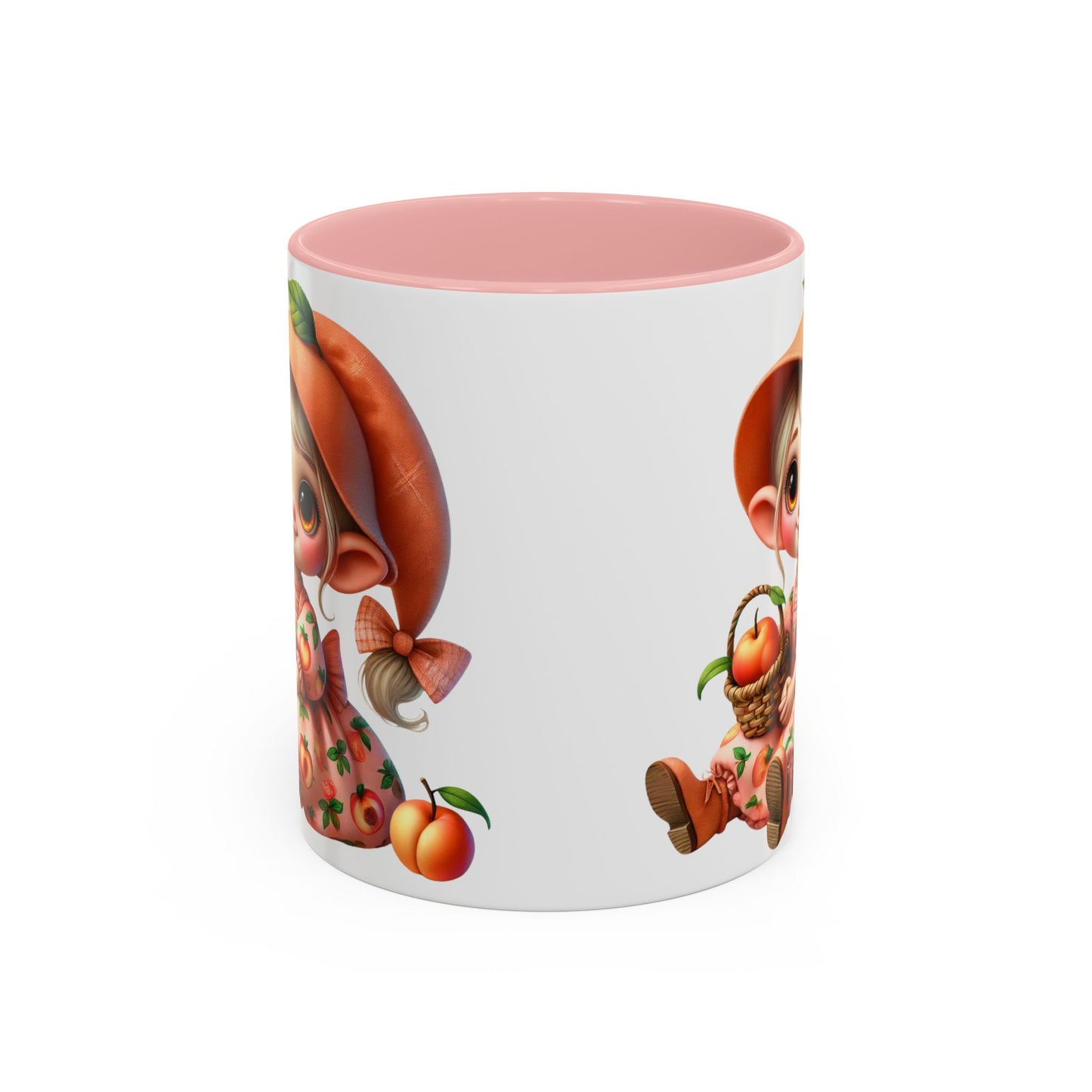 Cute Peach Character Accent Coffee Mug - 11 & 15oz