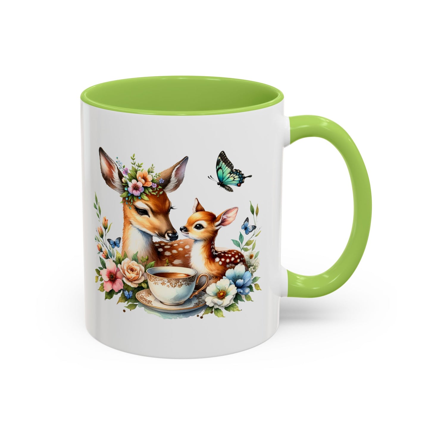 Charming Forest Friends Mug, Gift for Nature Lovers, Cute Coffee Mug, Deer and Floral Design, Mother's Day Present