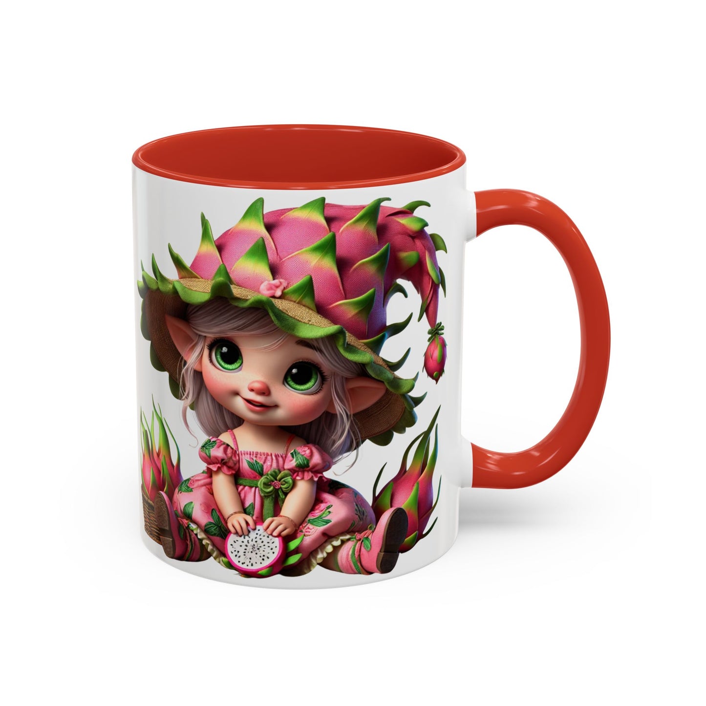 Whimsical Dragon Fruit Character Coffee Mug - Perfect for Plant Lovers & Fantasy Fans