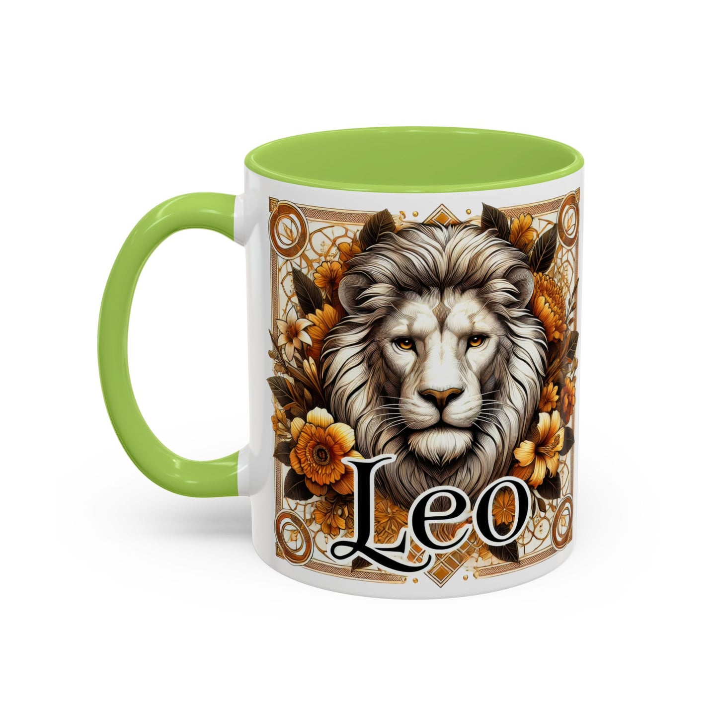 Leo Zodiac Accent Coffee Mug – Bold Floral Design for Astrology Lovers