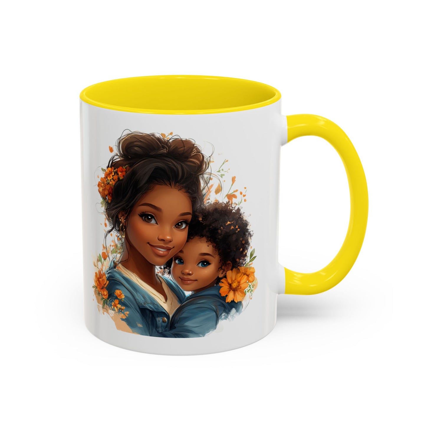 Embrace Love Accent Coffee Mug, Floral Mug, Motherhood Gift, Family Bonding, Personalized Drinkware