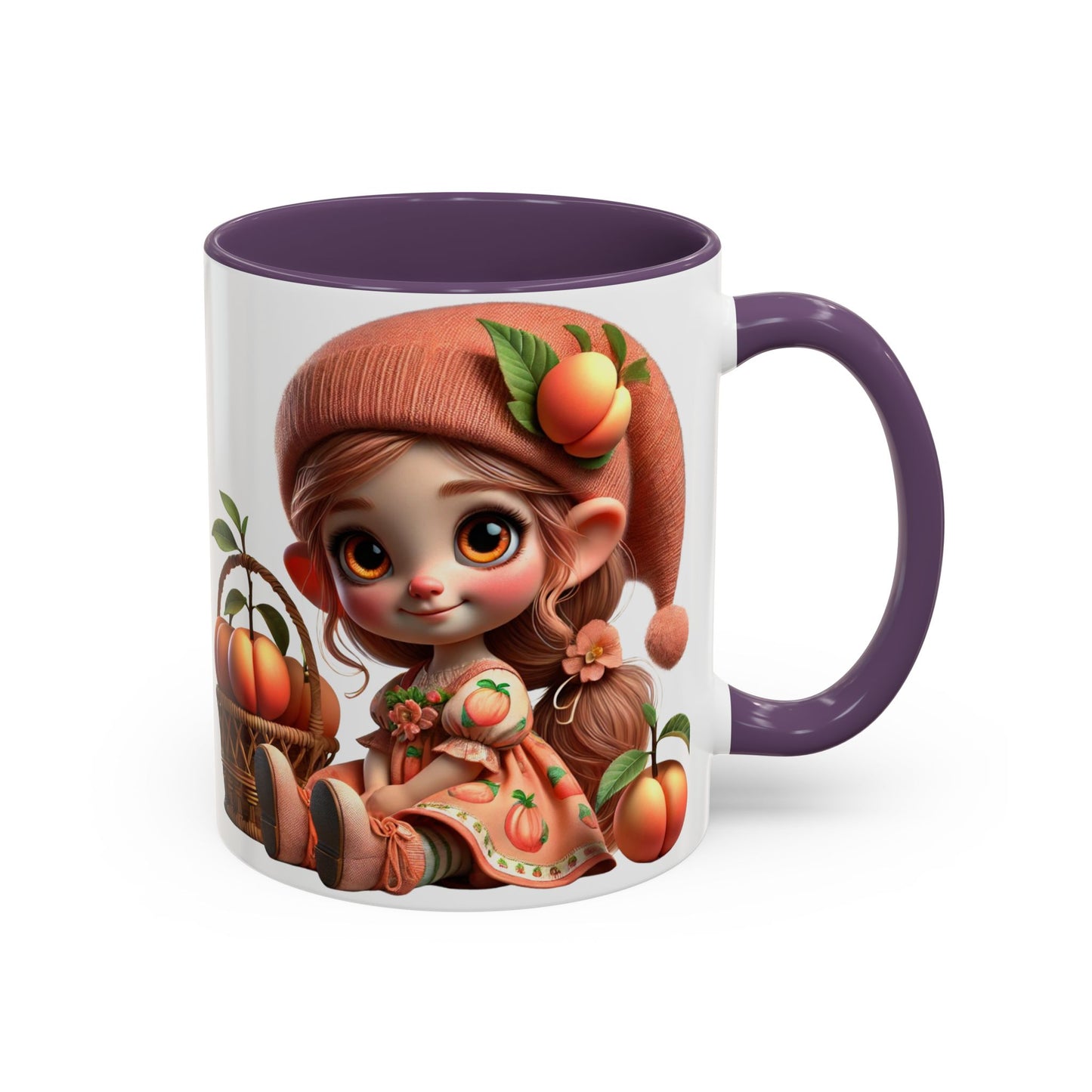 Cute Peach Character Accent Coffee Mug - Ideal for Cozy Mornings