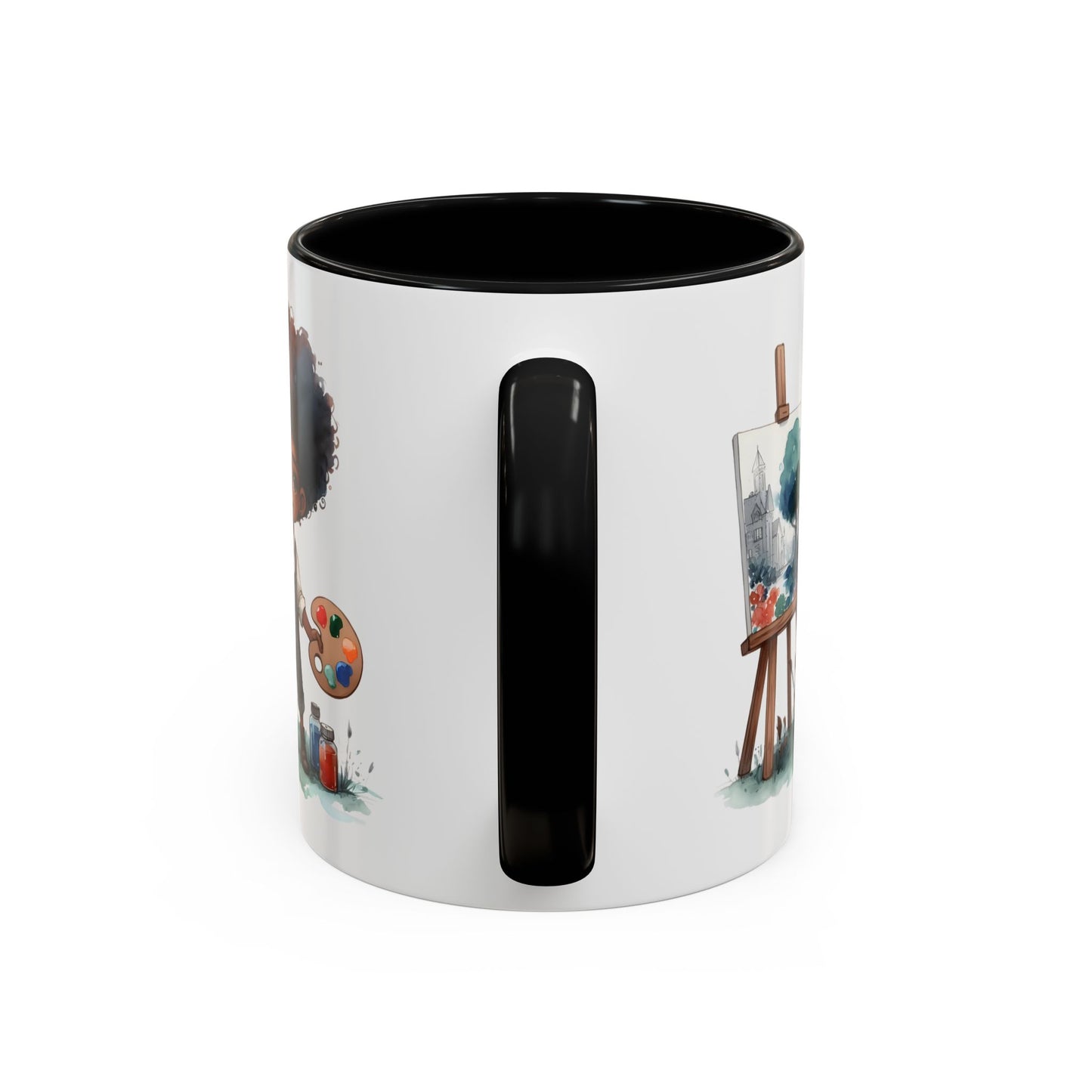 Creative Kid's Coffee Mug | Art Lover Gift | Black & White Accent Mug | Unique Art Design | Children's Art Decor | Fun Ceramic Cup