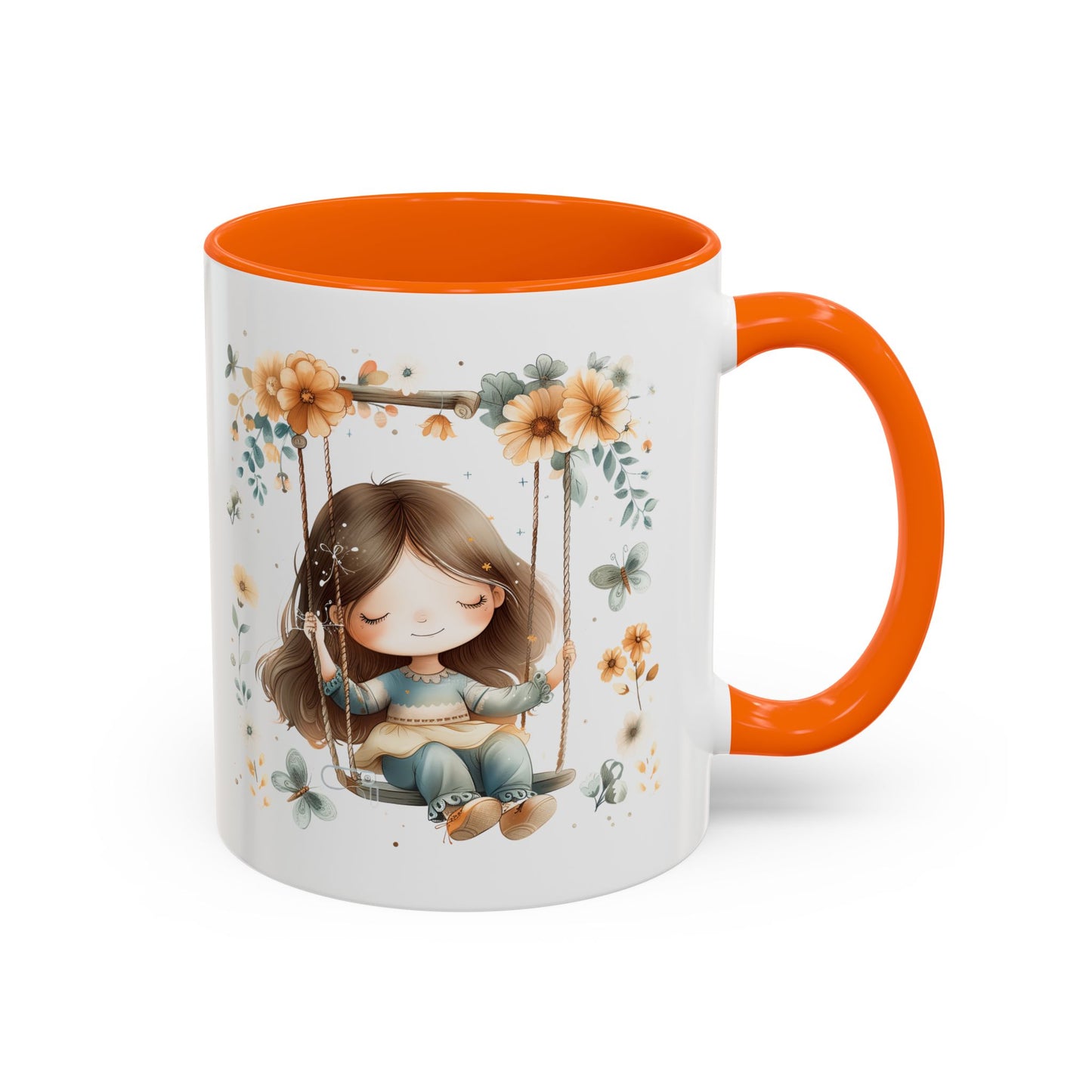 Whimsical Floral Swing Accent Coffee Mug, Cute Gift for Tea Lovers, Cozy Home Decor, Ideal for Birthdays, Mother’s Day, Girlfriend Gift