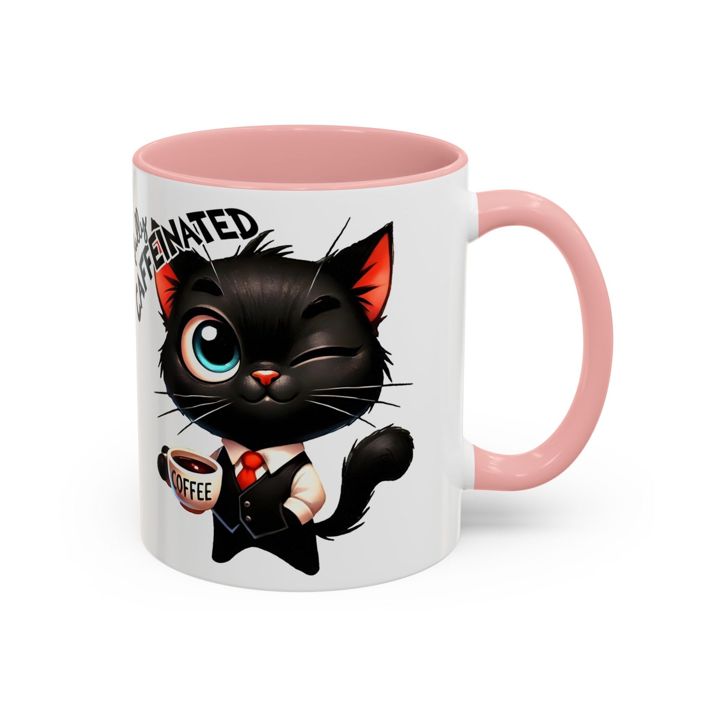 Whimsical Cat-Themed Coffee Mug, Fully Caffeinated, Gift for Cat Lovers, Fun Kitchen Decor, Birthday Gift, Unique Coffee Lover Mug