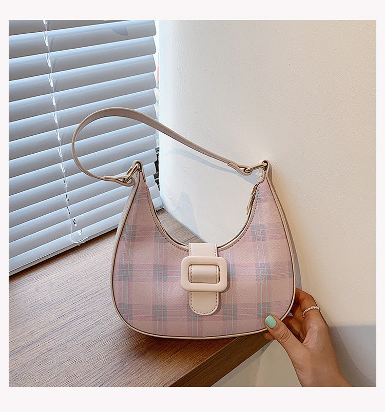 Plaid Underarm Bag Fashion French Niche Baguette Messenger Bag