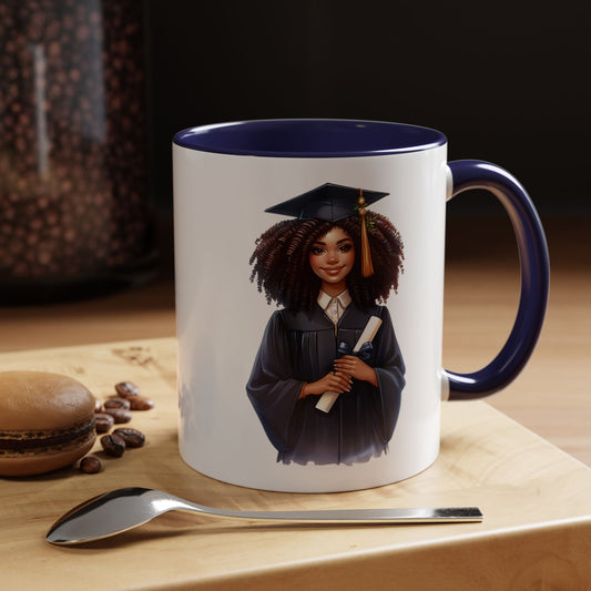 Graduation Celebration Coffee Mug, Inspirational Gift for Graduates, Black Accent Mug, Office Desk Cup, Graduation Keepsake