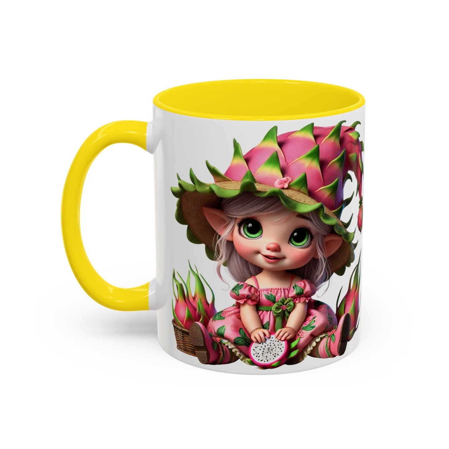 Whimsical Dragon Fruit Character Coffee Mug - Perfect for Plant Lovers & Fantasy Fans