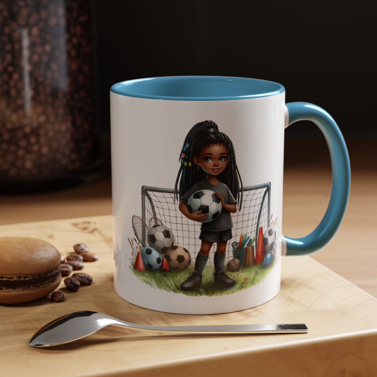 Soccer-Themed Accent Coffee Mug, Personalized Sports Fan Gift, Perfect for Coaches, Players, Kids, and Birthdays