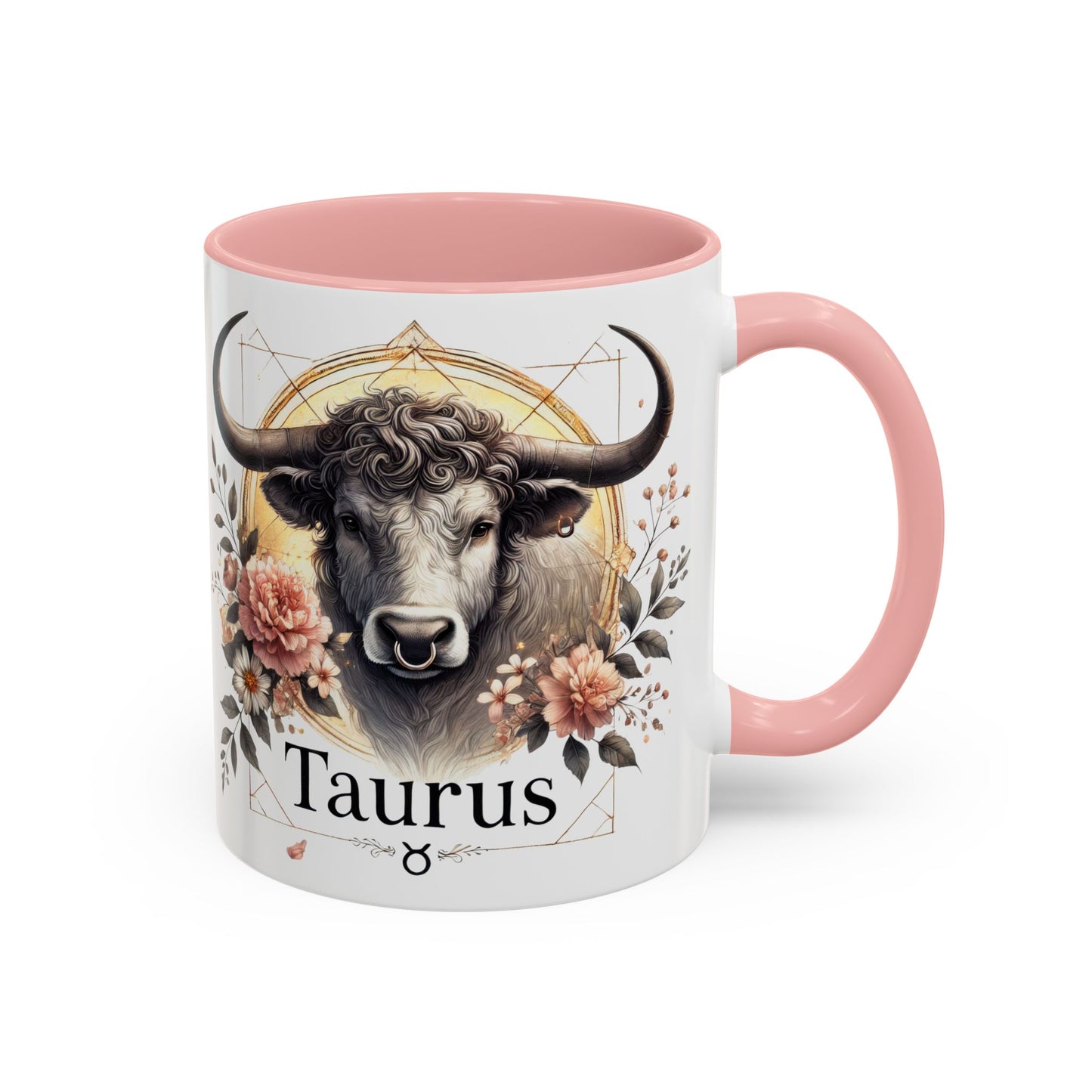 Taurus Floral Accent Coffee Mug | Astrology Gift for Taurus Fans | Office, Birthday, Zodiac Decor, Personalized Mug, Home & Kitchen
