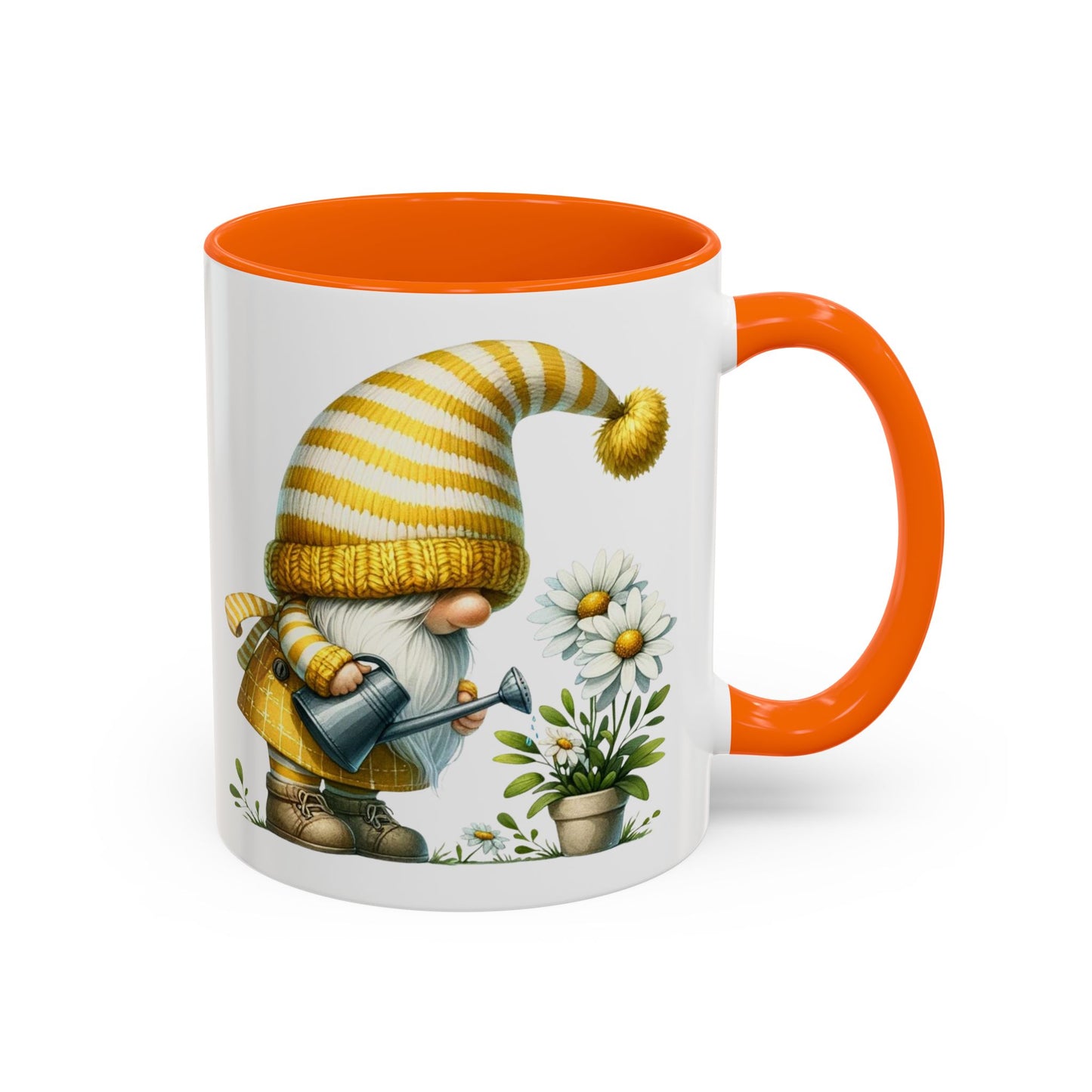 Charming Gnome Accent Coffee Mug, Cute Nature Decor, Garden Lover Gift, Springtime Coffee Cup, Whimsical Kitchenware