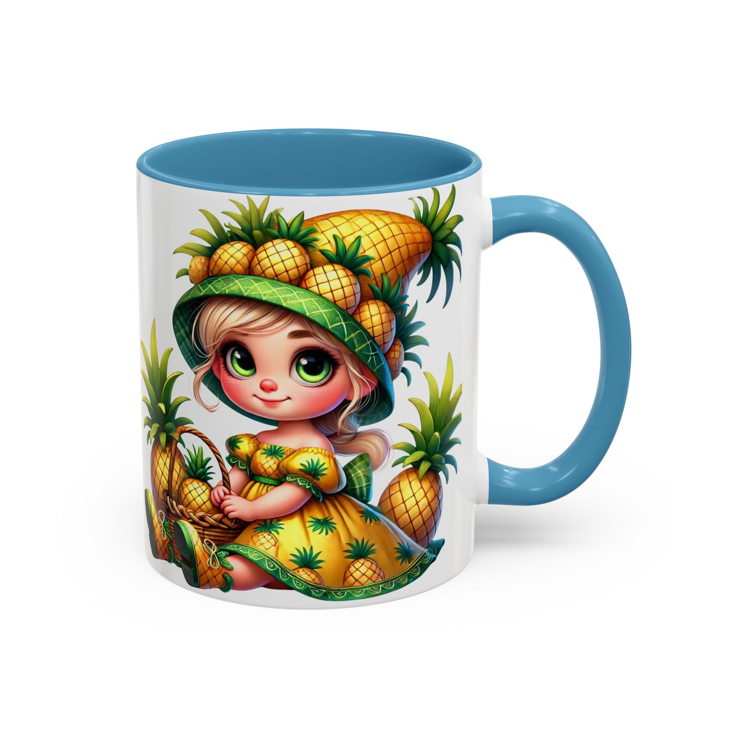 Pineapple Paradise Accent Coffee Mug - Cute Tropical Design, 11oz & 15oz