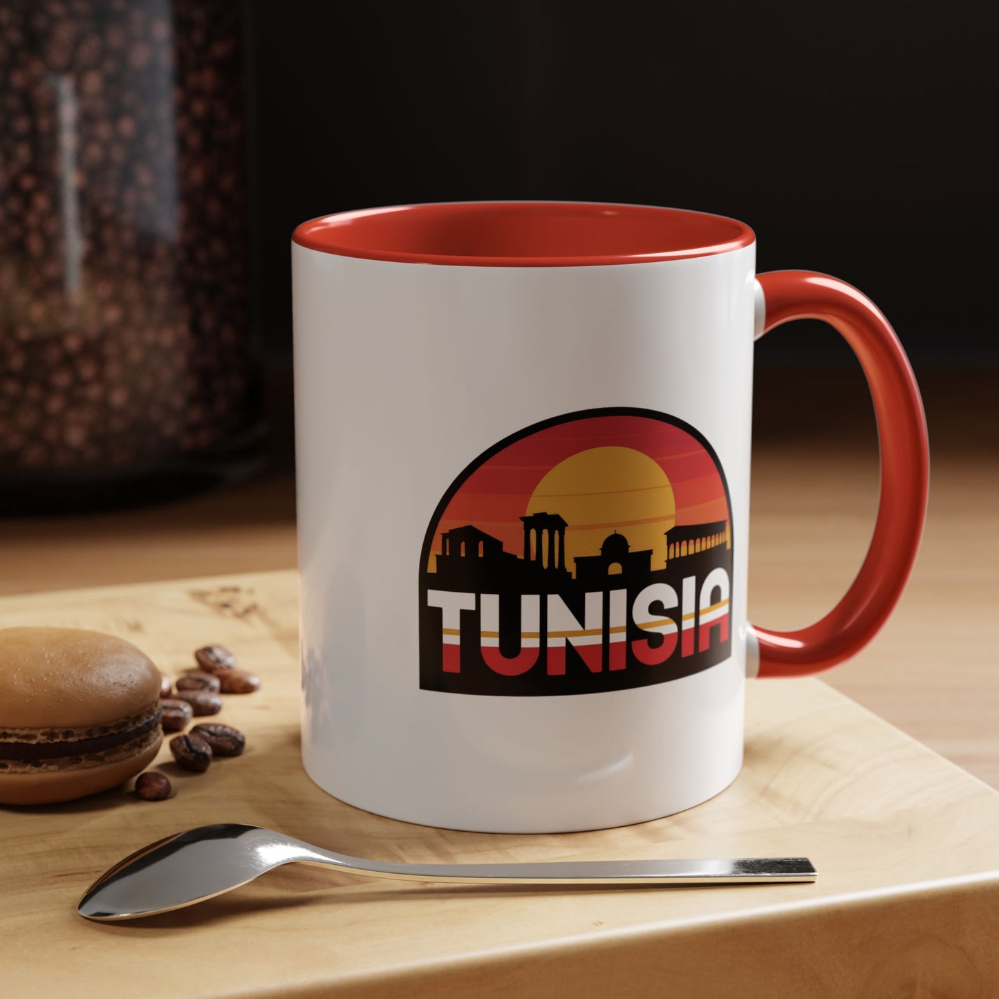 Tunisian Sunset Accent Mug, Coffee Lover Gift, Travel Souvenir, Unique Home Decor, Tea Mug, Vacation Memory