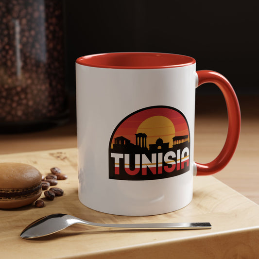 Tunisian Sunset Accent Mug, Coffee Lover Gift, Travel Souvenir, Unique Home Decor, Tea Mug, Vacation Memory
