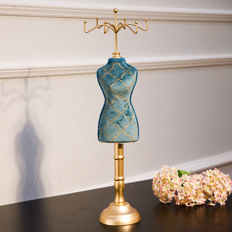 Retro Personality Peacock Blue Bronzing Jewelry Display Stand