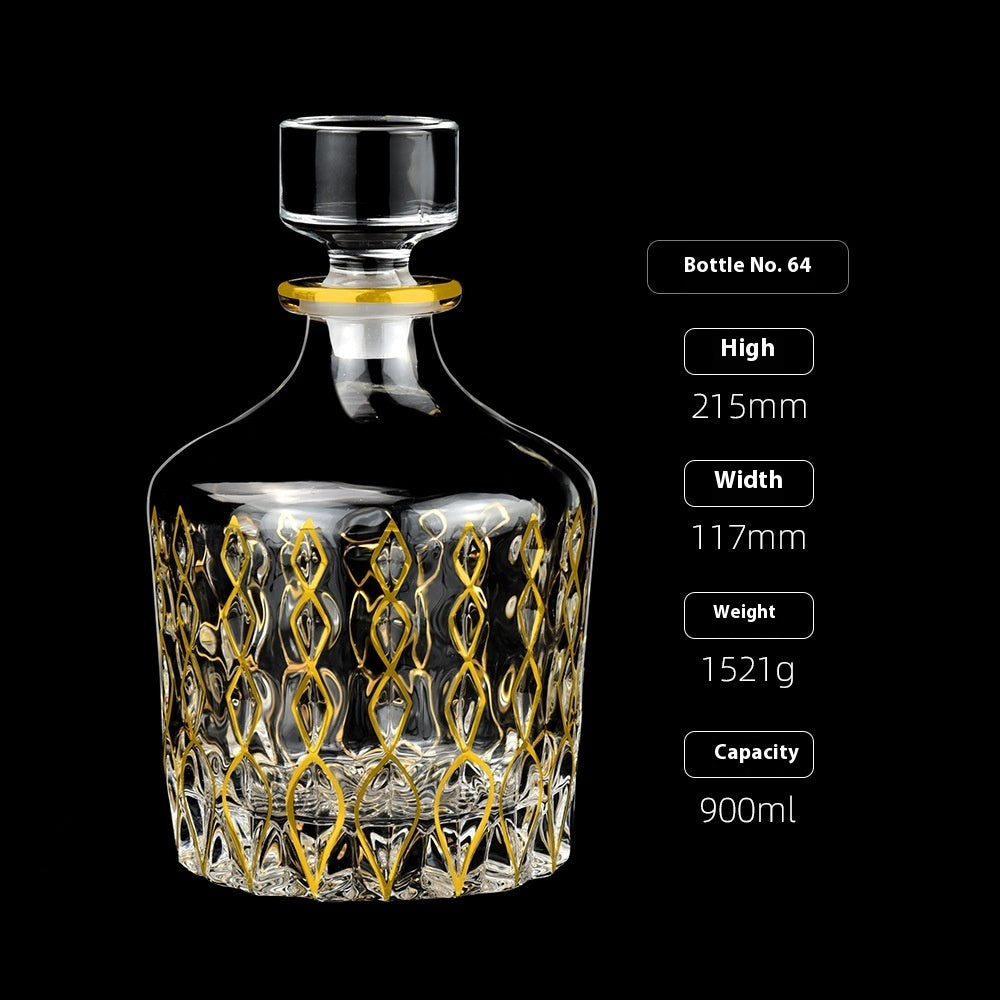 Gold Drawing Line Foreign Wine Bottle Crystal Glass Creative Whiskey Bottle