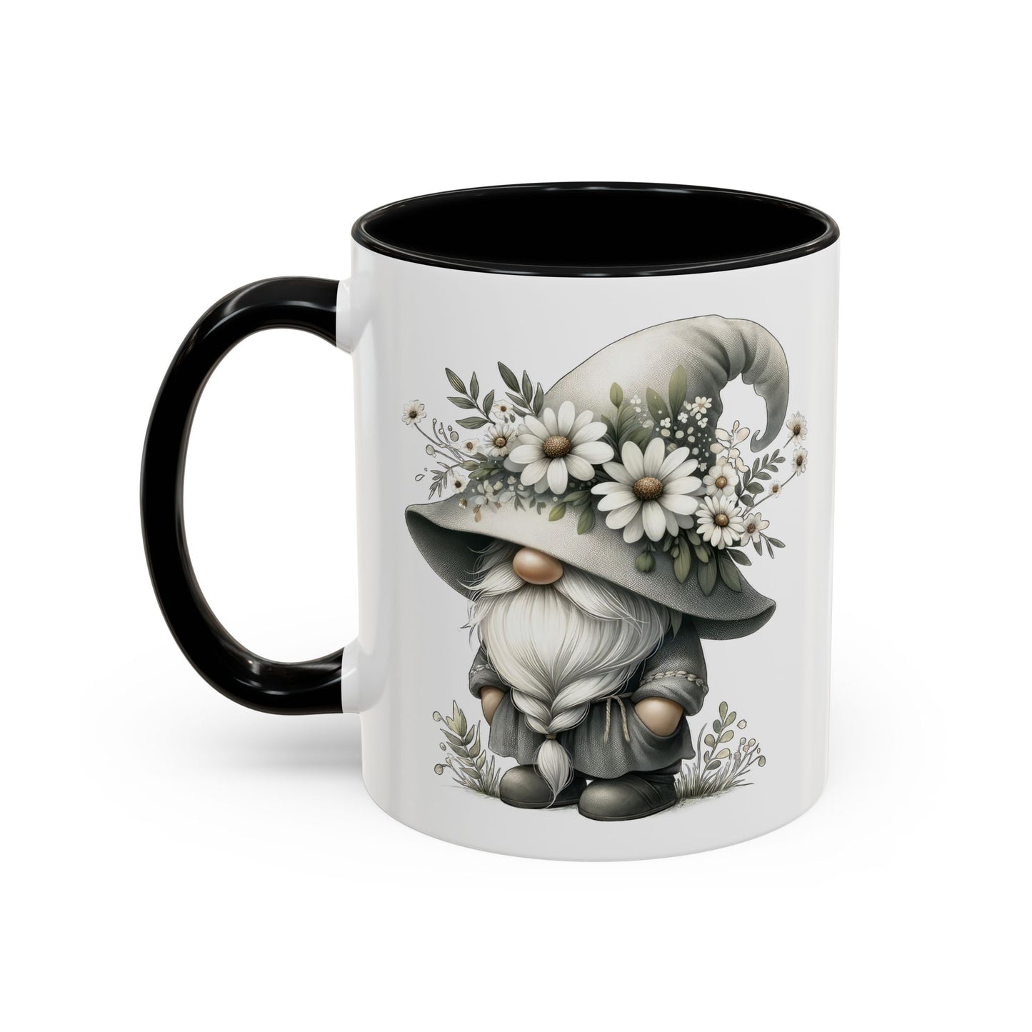 Whimsical Gnome Coffee Mug, Cute Floral Mug, Gift for Garden Lovers, Accent Mug for Coffee, Tea, and Hot Cocoa