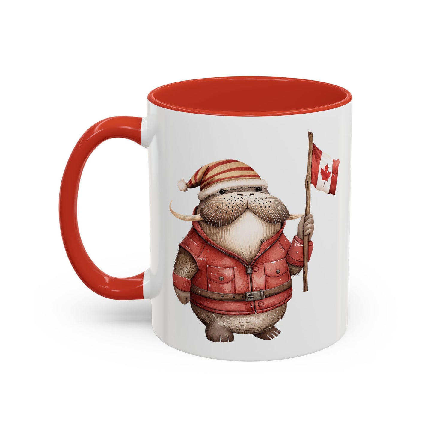 Canadian Holiday Accent Coffee Mug - Adorable Walrus with Flag, Gift for Canada Day, Cute Decor, Coffee Lover, Kitchen Accessory