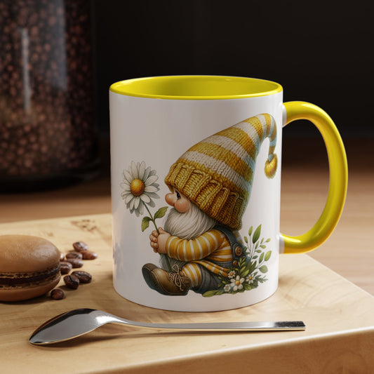 Whimsical Gnome Coffee Mug, Cute Gnome Cup for Garden Lovers, Spring Decor, Gift for Her, Coffee Lover's Mug, Unique Flower Mug