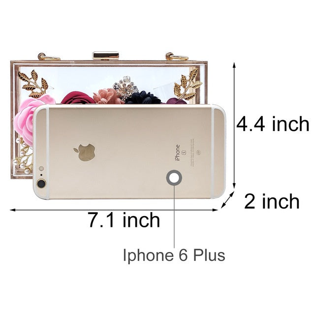 Transparent small square bag three-dimensional flower bag