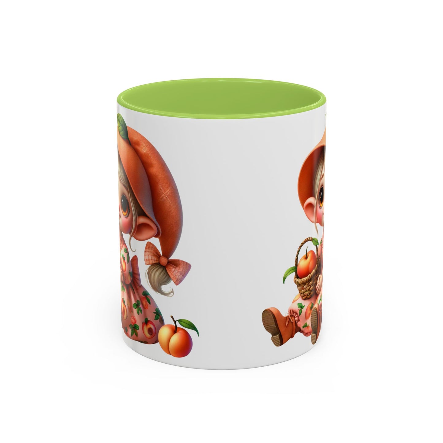 Cute Peach Character Accent Coffee Mug - 11 & 15oz