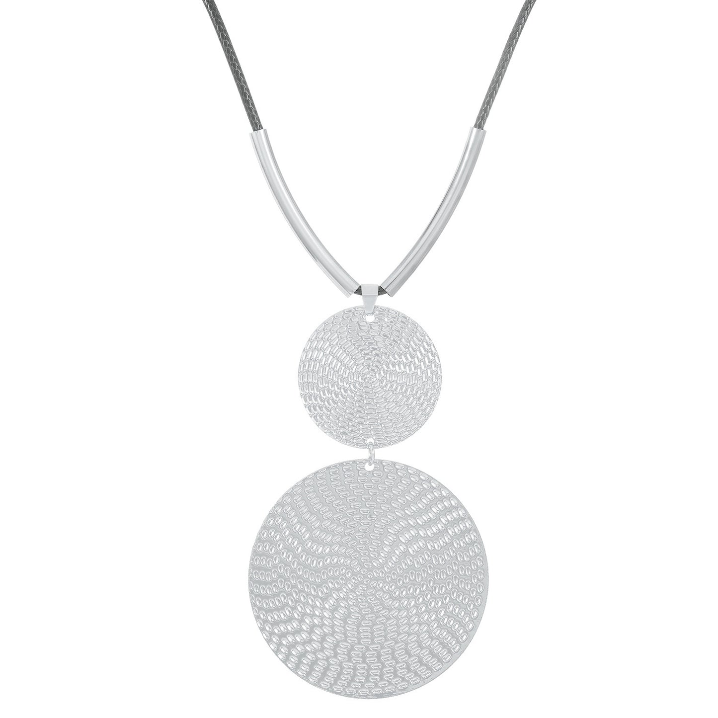 Exaggerated Pattern Double Round Cake Pendant Necklace