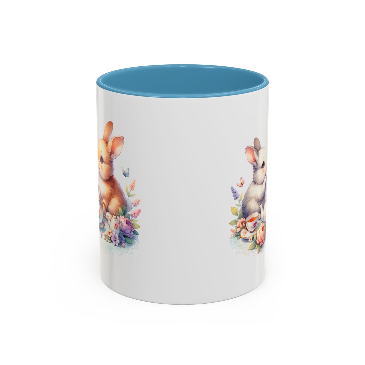 Whimsical Bunny Coffee Mug, Cute Bunny Mug for Spring, Easter Gift, Floral Rabbit Mug, Fun Coffee Cup