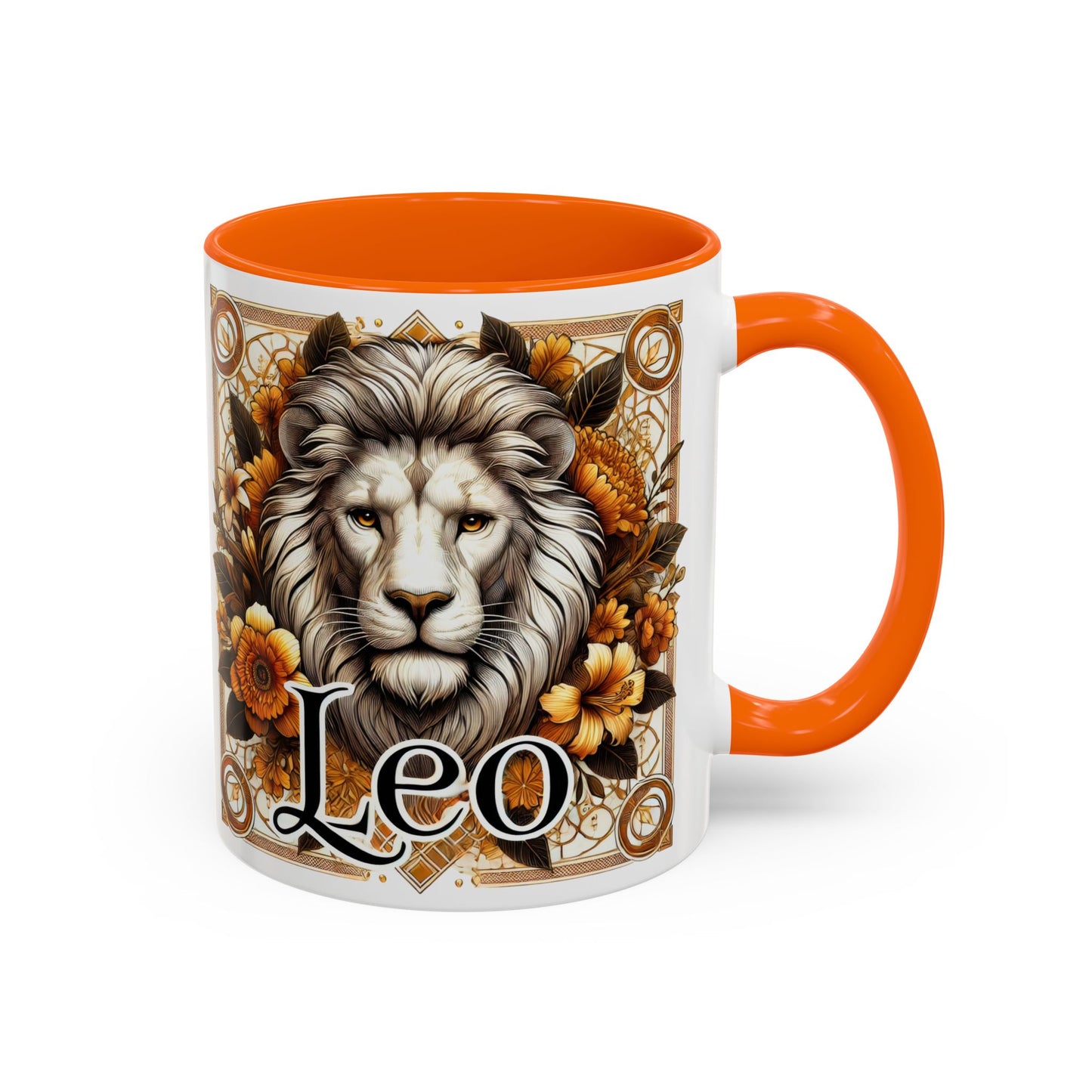 Leo Zodiac Accent Coffee Mug – Bold Floral Design for Astrology Lovers