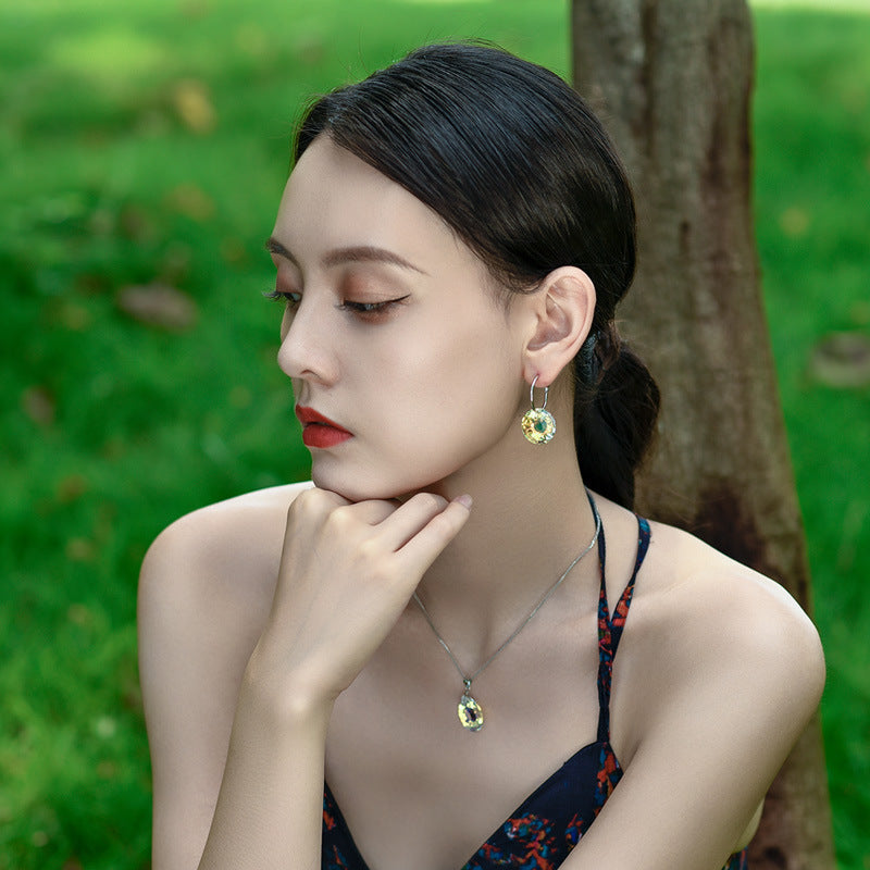 Silver-plated Needle Ornament Women's Crystal Earrings