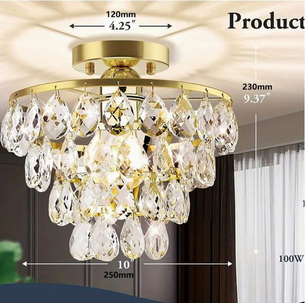 American Light Luxury Crystal Lamp Dining Room Bedroom Entrance